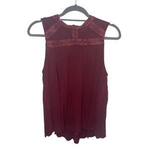 Altar’d State Red Flowy Top with Crochet Detailing